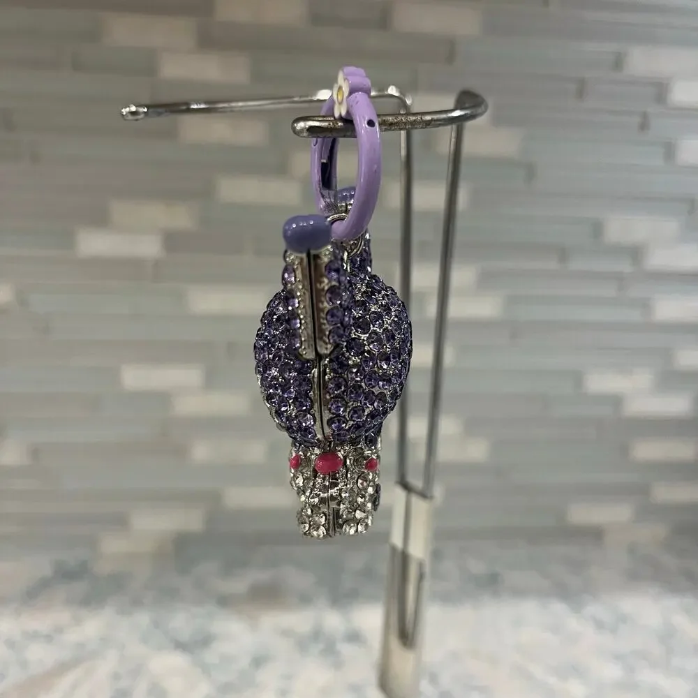 Kuromi Sanrio Licensed Rhinestone 3D Keychain Clip-On Bag Charm Purple Bling
